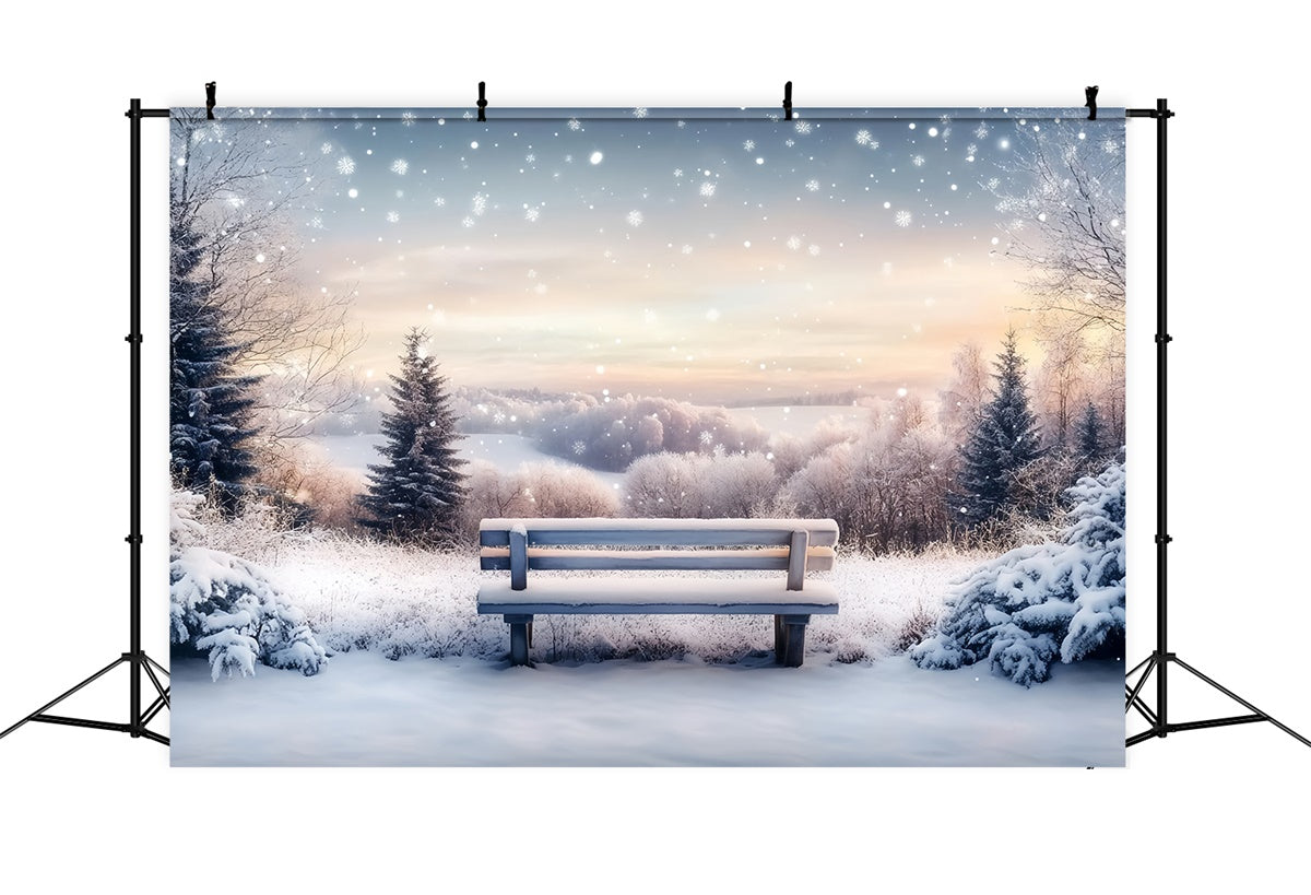 Winter Snow Backdrop Silent Snowfield Sunrise Backdrop MRR7-172