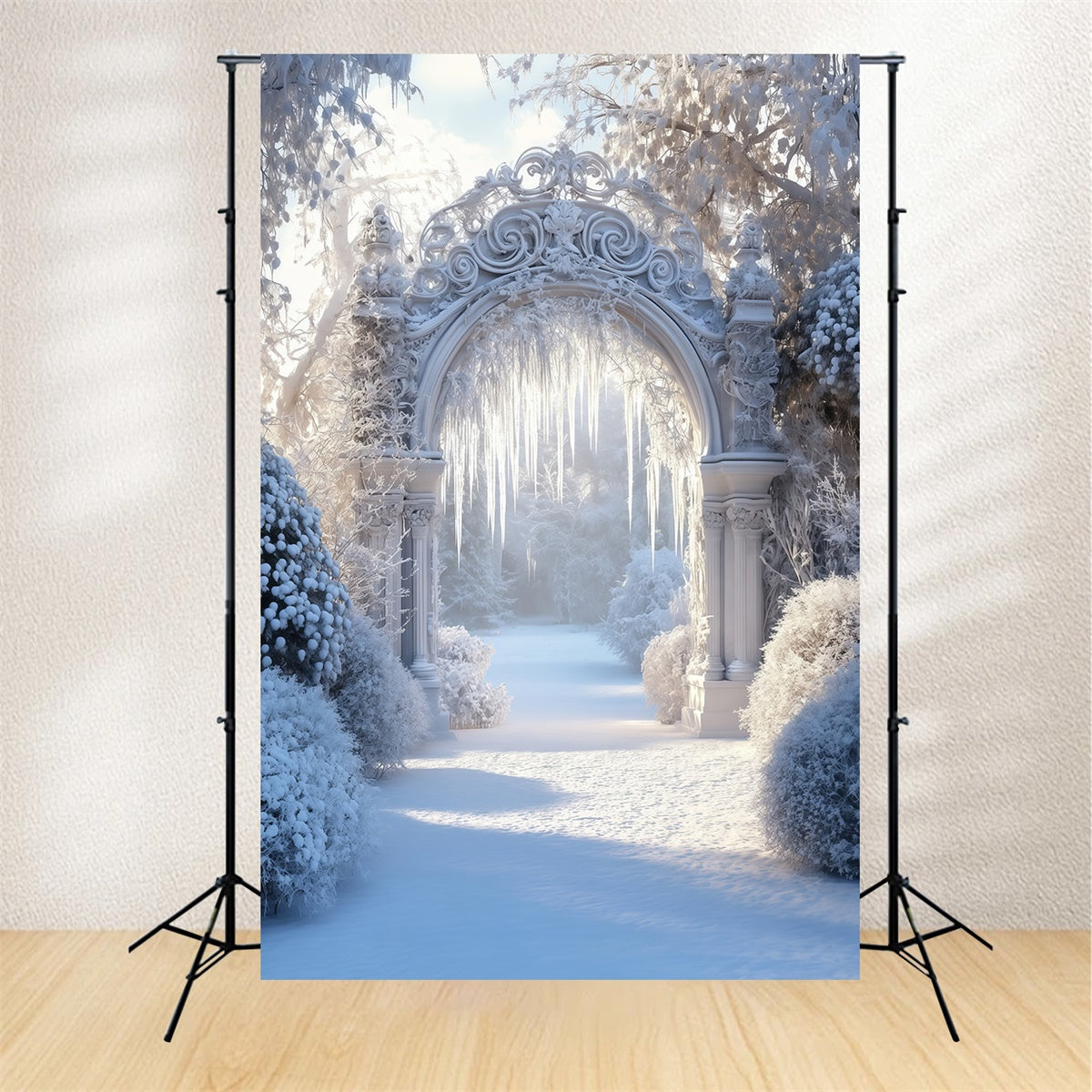 Winter Snow Backdrop Frozen Garden Arch Backdrop MRR7-175