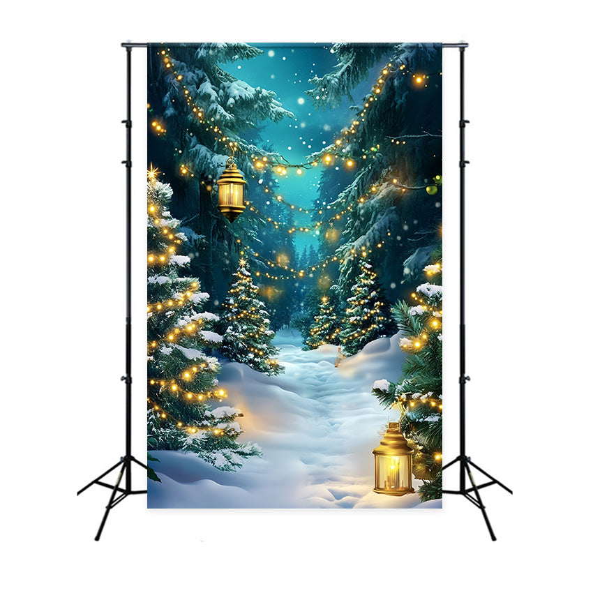 Winter Backdrop Twinkling Pines Trail Christmas Backdrop MRR7-176
