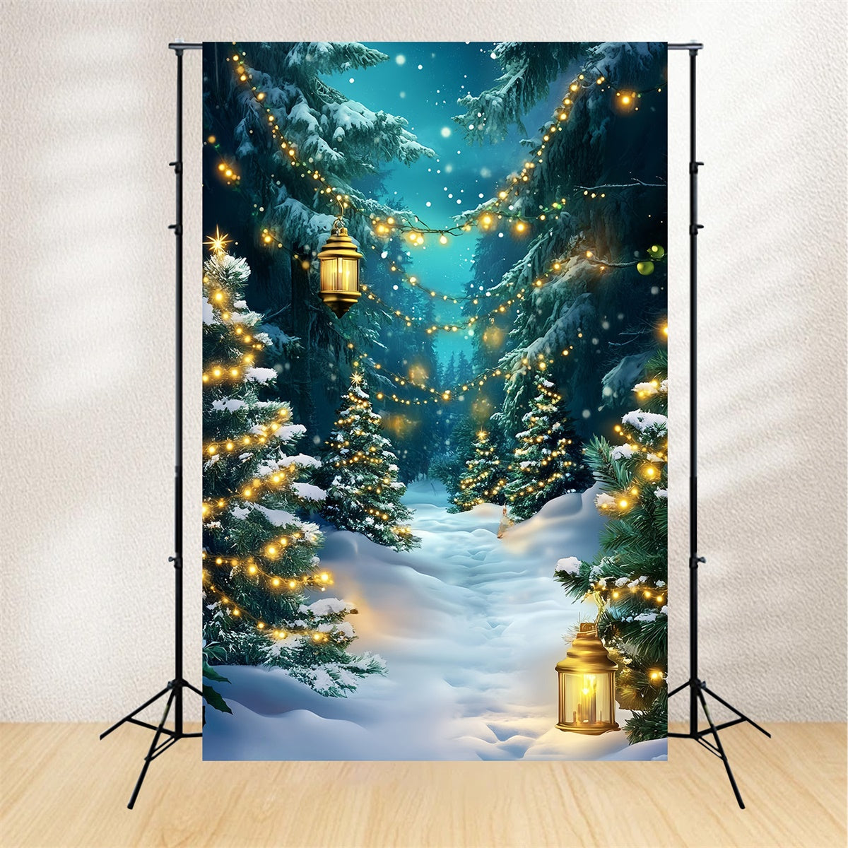 Winter Backdrop Twinkling Pines Trail Christmas Backdrop MRR7-176