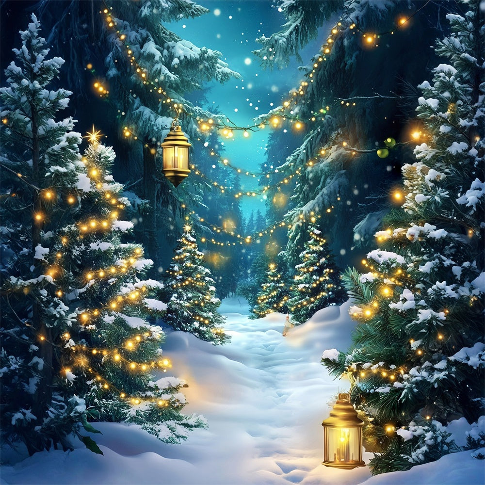 Winter Backdrop Twinkling Pines Trail Christmas Backdrop MRR7-176