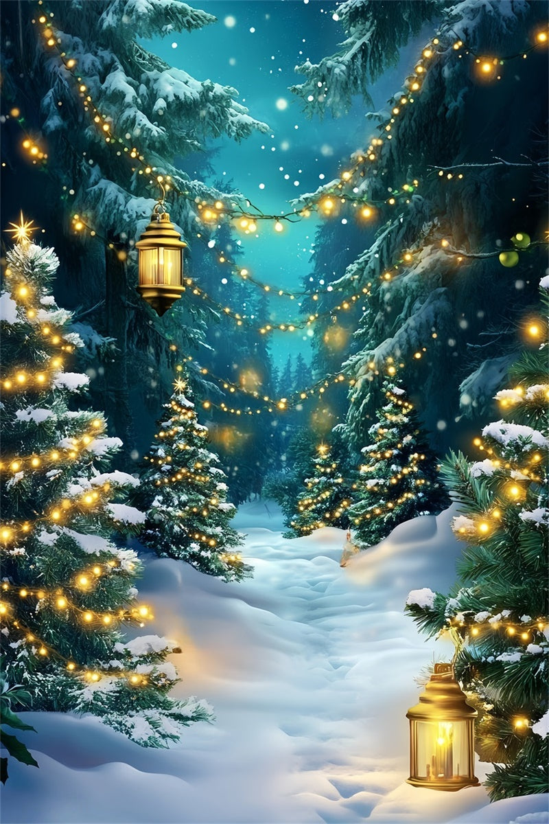Winter Backdrop Twinkling Pines Trail Christmas Backdrop MRR7-176