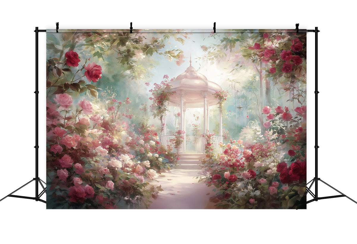Fine Art Backdrops Rose Gazebo Garden Fabric Backdrop MRR7-181