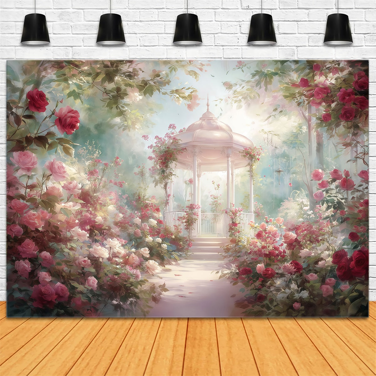 Fine Art Backdrops Rose Gazebo Garden Fabric Backdrop MRR7-181