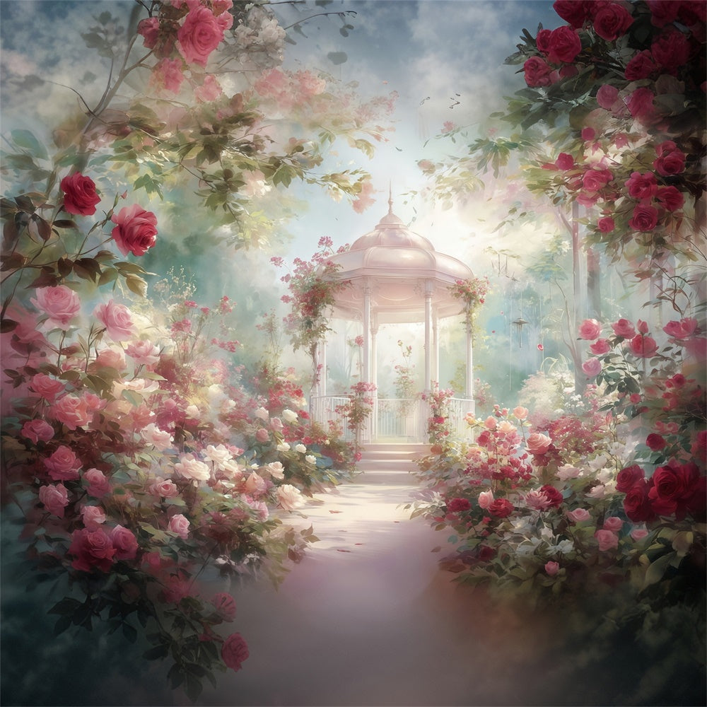Fine Art Backdrops Rose Gazebo Garden Fabric Backdrop MRR7-181