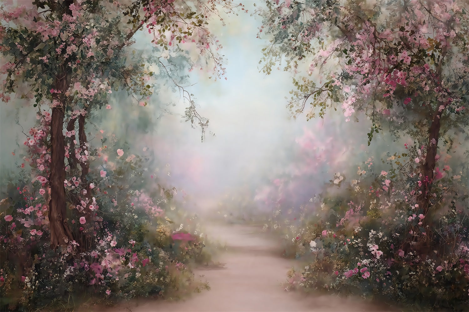 Top Backdrop Painting Backdrop Pink Bloom Trail Best Photography Backdrops MRR7-183