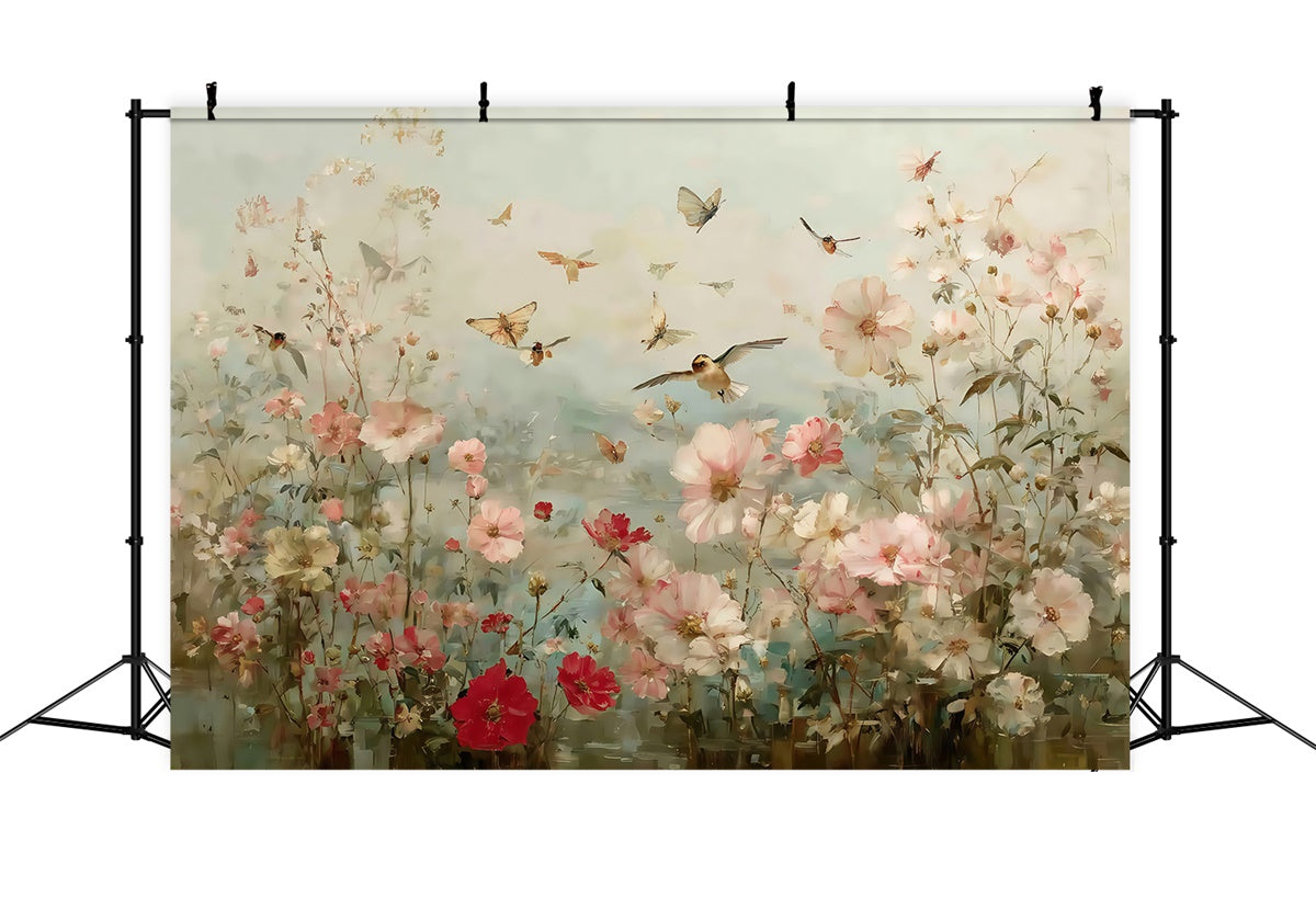 Fine Art Photography Backdrops Serene Blooming Birds Backdrop MRR7-184