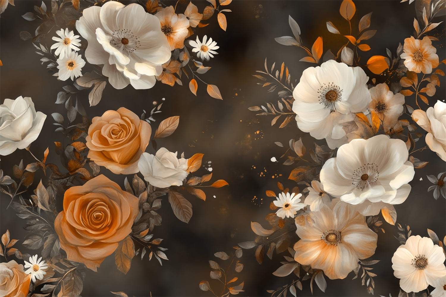 Backdrops Fine Art Autumn Elegance Floral Fabric Backdrop MRR7-191