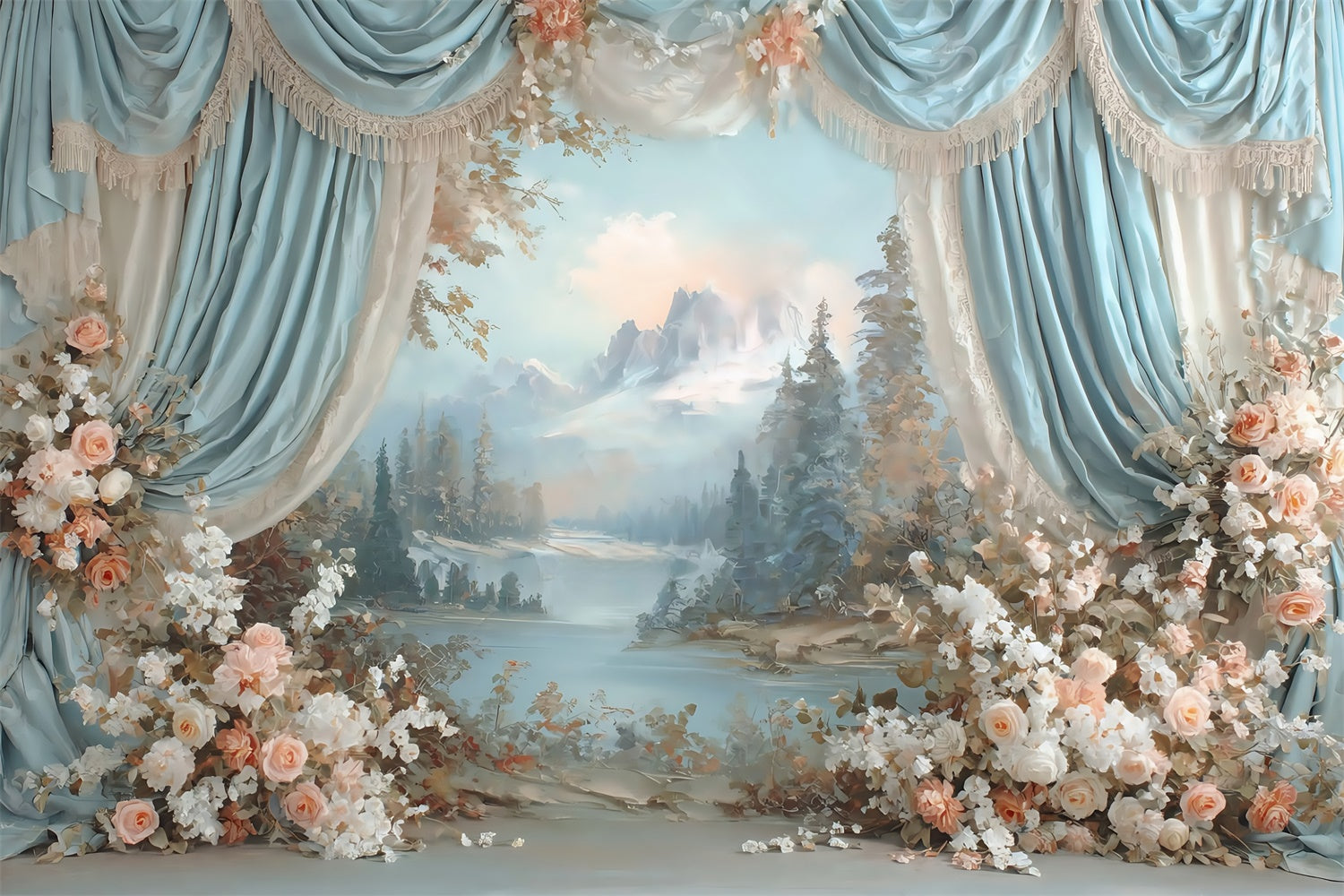 Beautiful Backdrop Draped Garden Vista Fine Art Backdrop MRR7-192