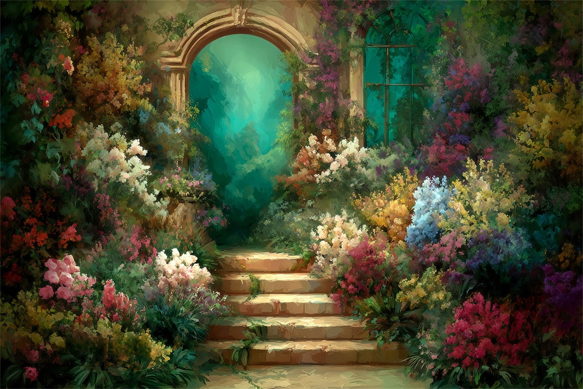 Artistic Backdrop Hidden Courtyard Bloom Beautiful Backdrop MRR7-194