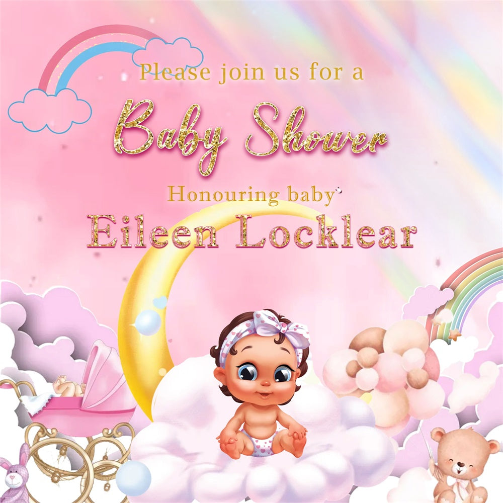 Baby Shower Backdrops Blush Wonderland Personalized Backdrop MRR7-2