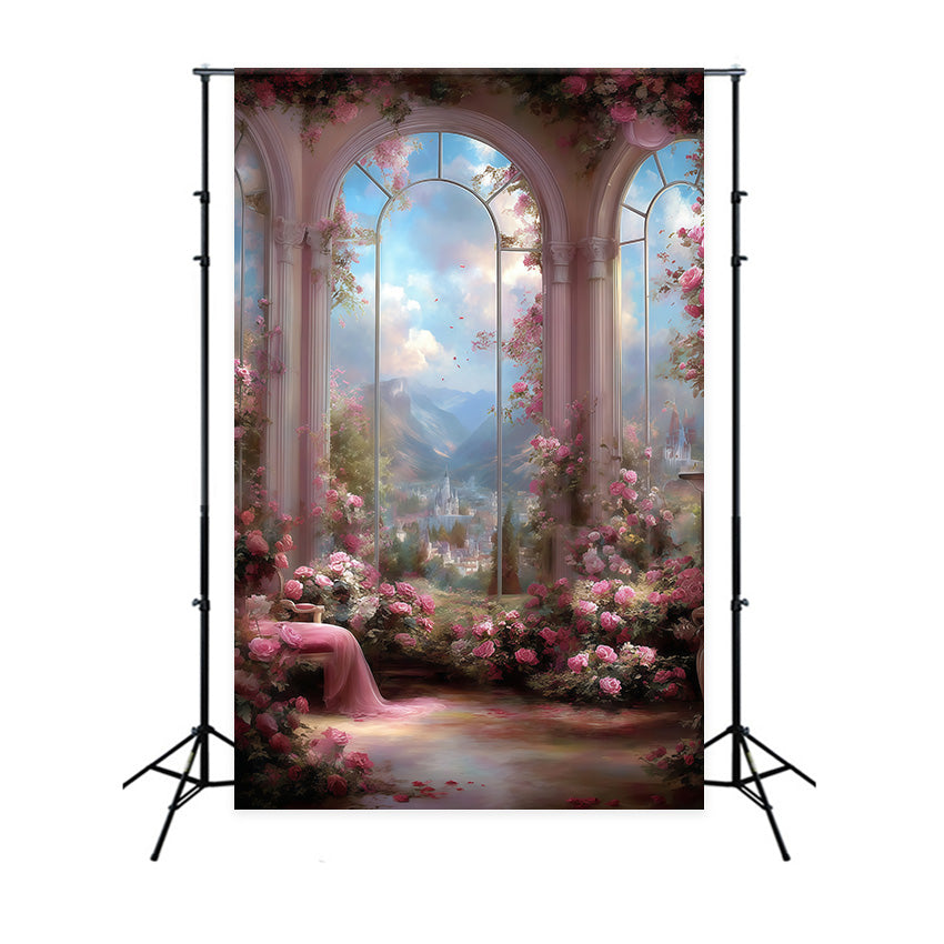 Beautiful Backdrop Blushing Fantasy Castle Artistic Backdrops MRR7-203