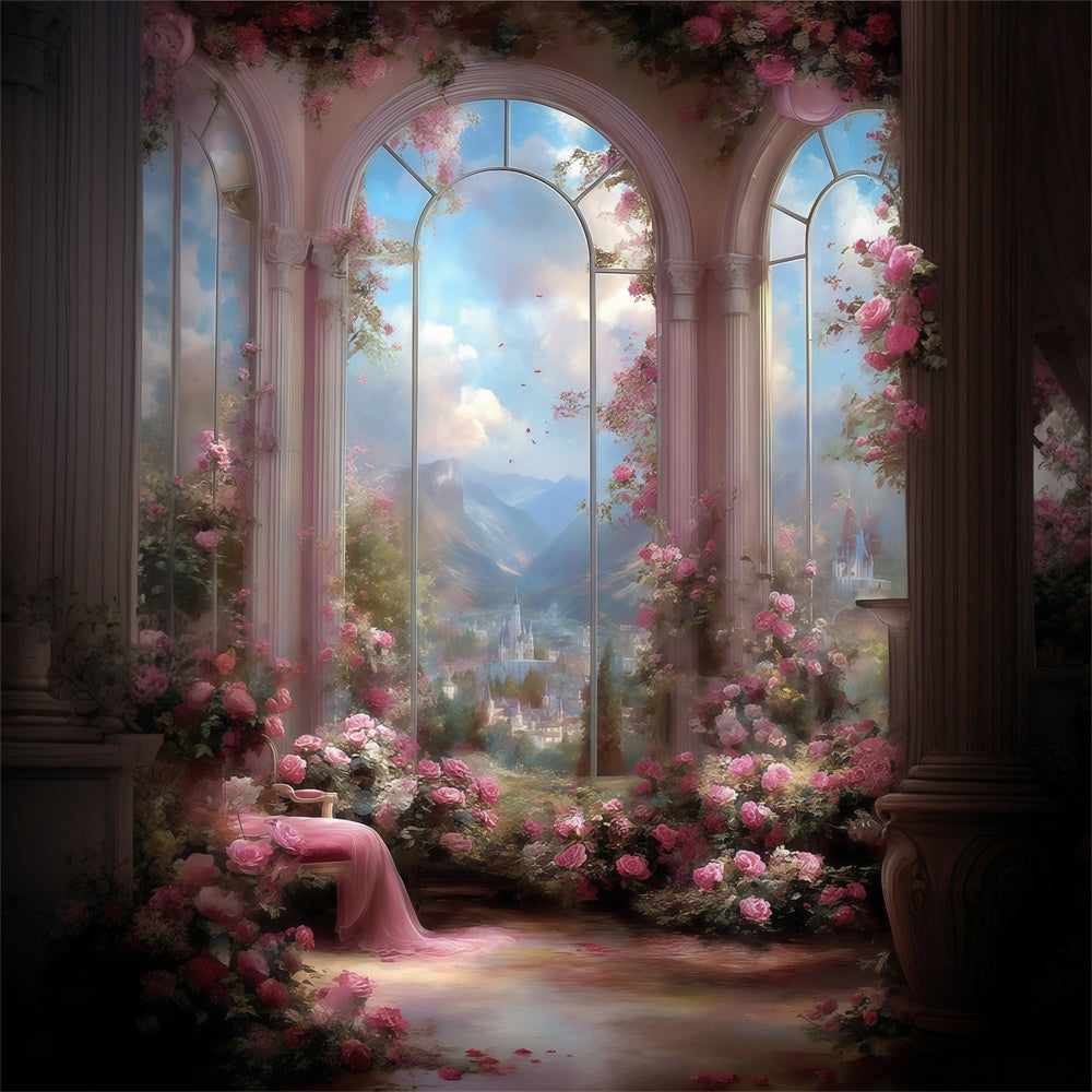 Beautiful Backdrop Blushing Fantasy Castle Artistic Backdrops MRR7-203