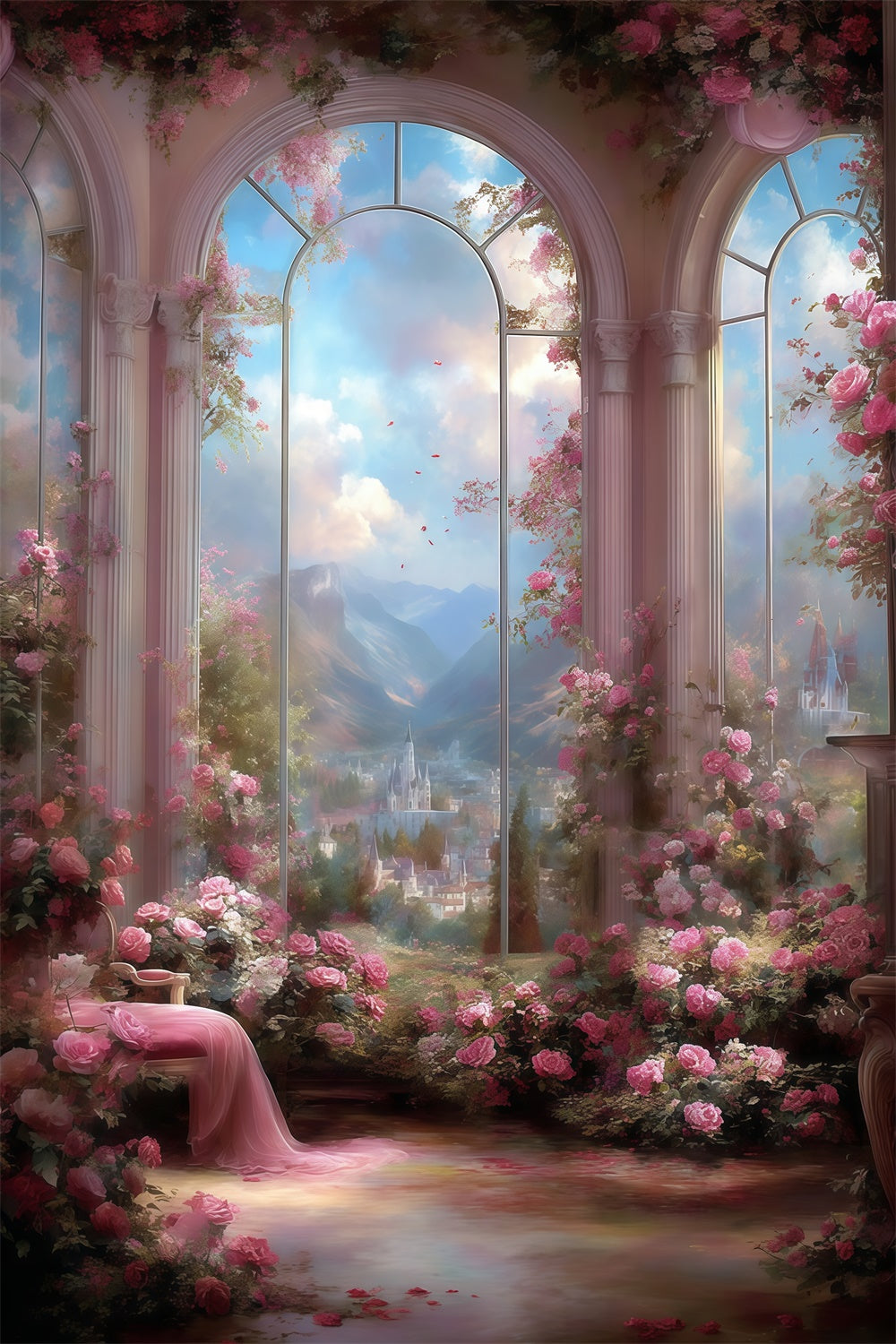 Beautiful Backdrop Blushing Fantasy Castle Artistic Backdrops MRR7-203