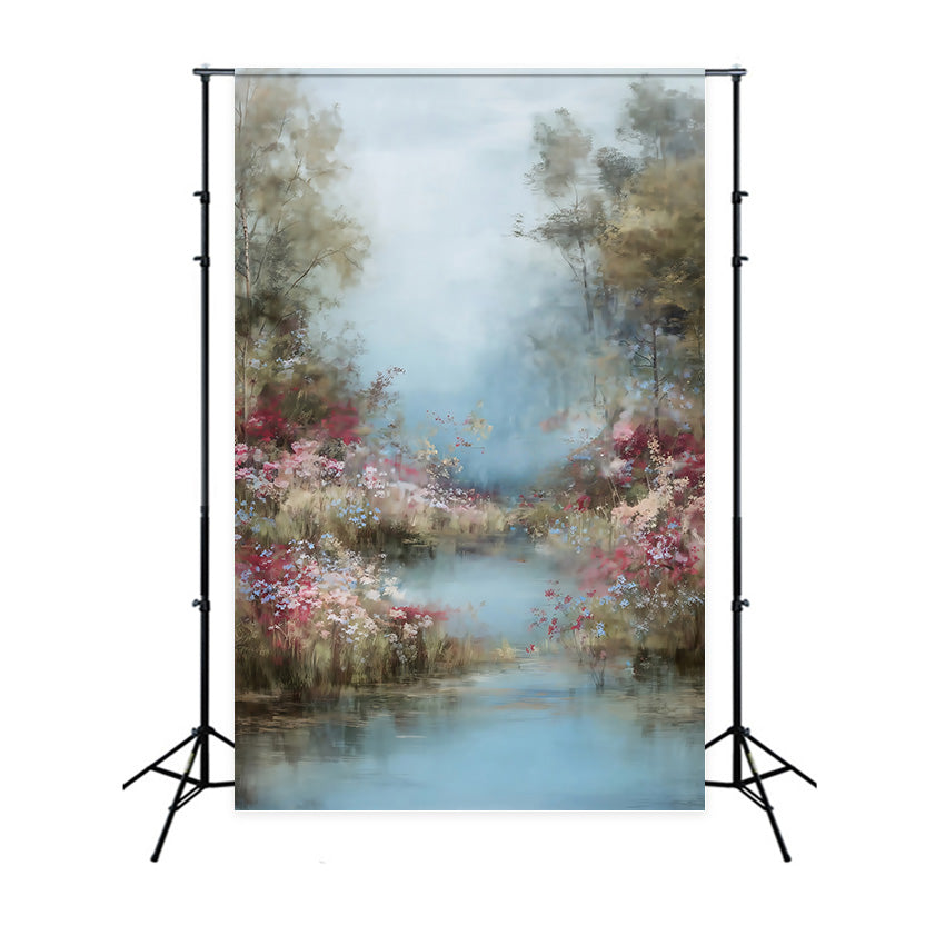Oil Painting Photography Backdrop Wildflower Stream Backdrop MRR7-204