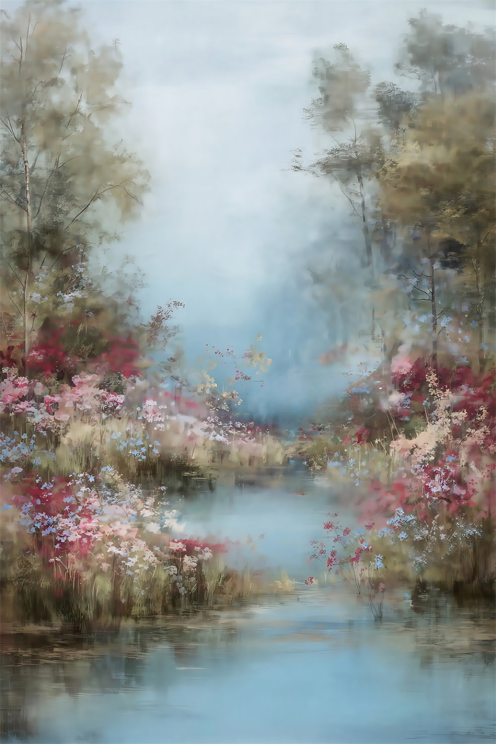 Oil Painting Photography Backdrop Wildflower Stream Backdrop MRR7-204
