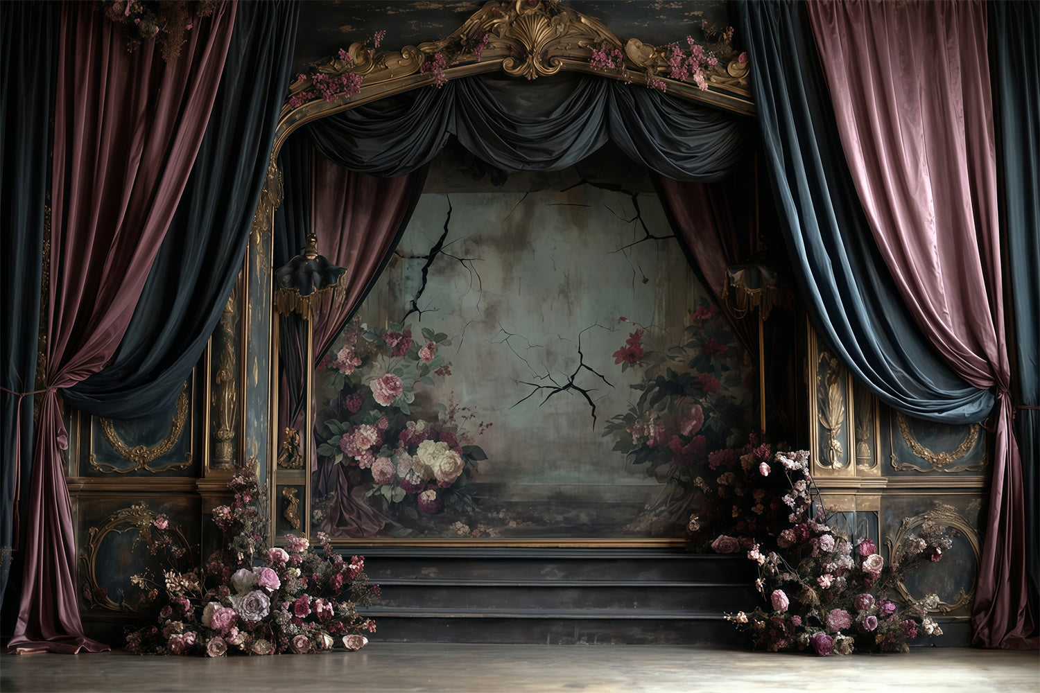 Baroque Backdrop Regal Decay Floral Vintage Backdrops MRR7-211