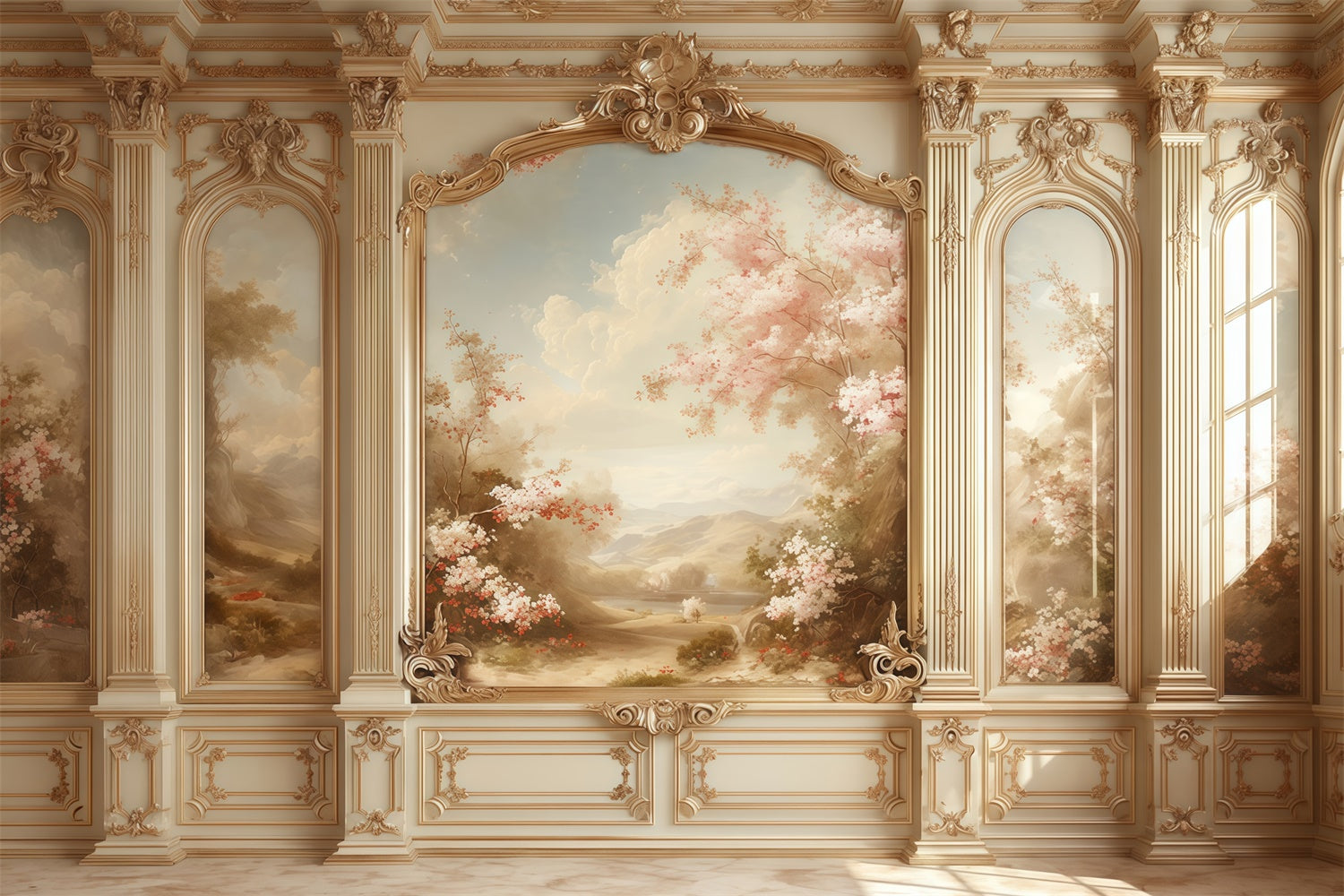 Vintage Wall Backdrop Scenic Garden Palace Wall Backdrop MRR7-217