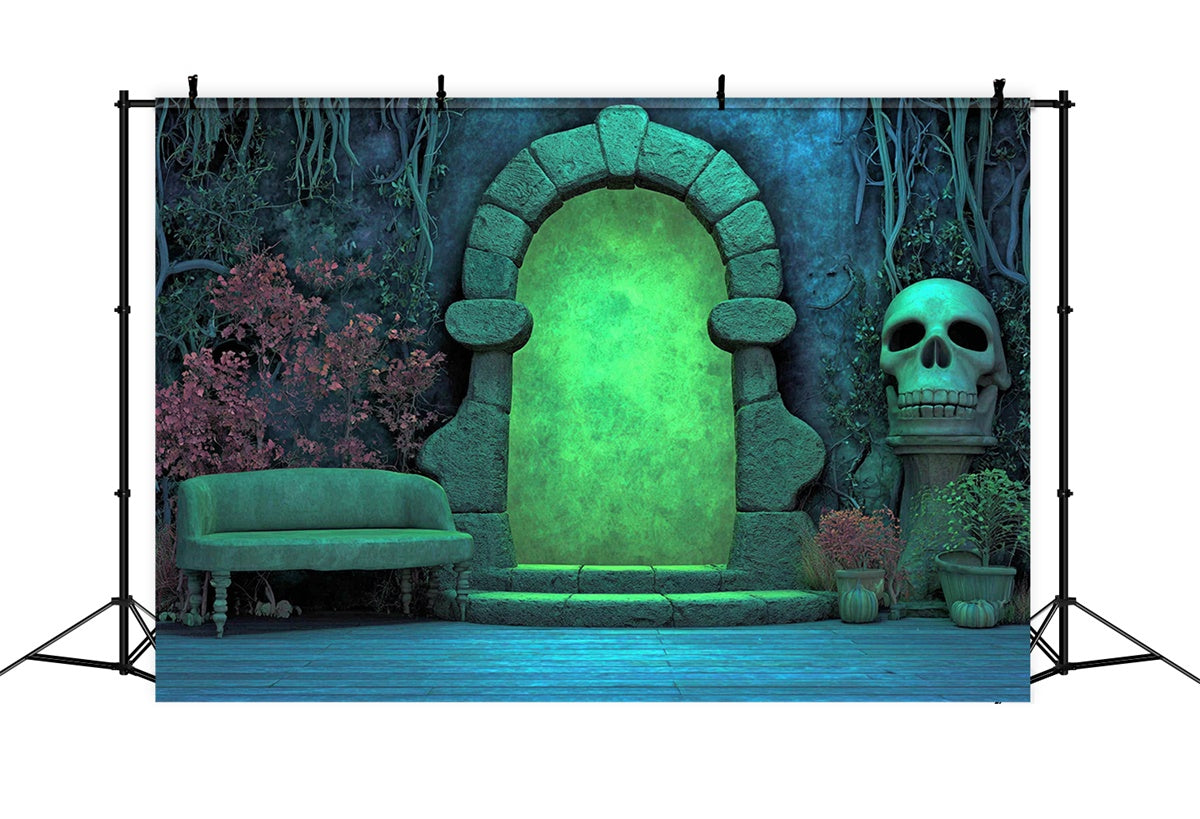 Scary Halloween Backdrops Glowing Tomb Gateway Backdrop MRR7-22