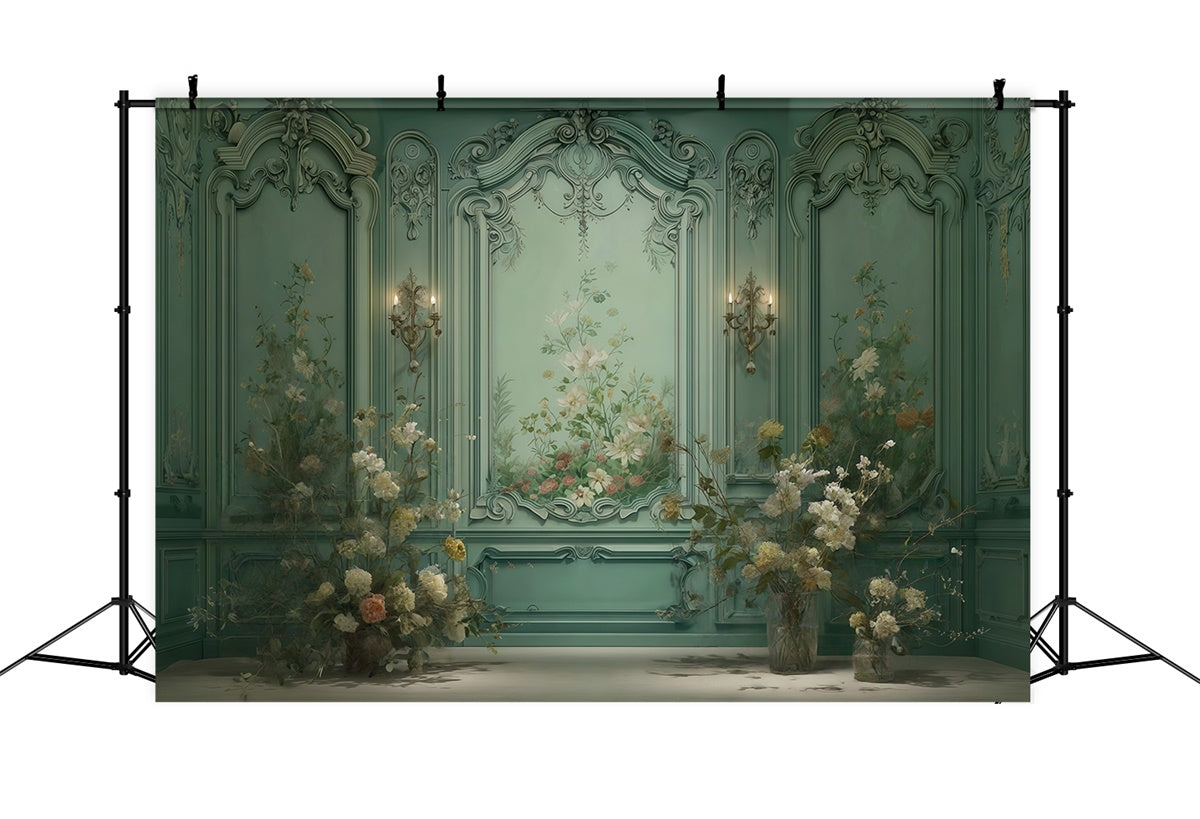 Vintage Wall Backdrop Elegant Enchanted Floral Backdrop MRR7-222