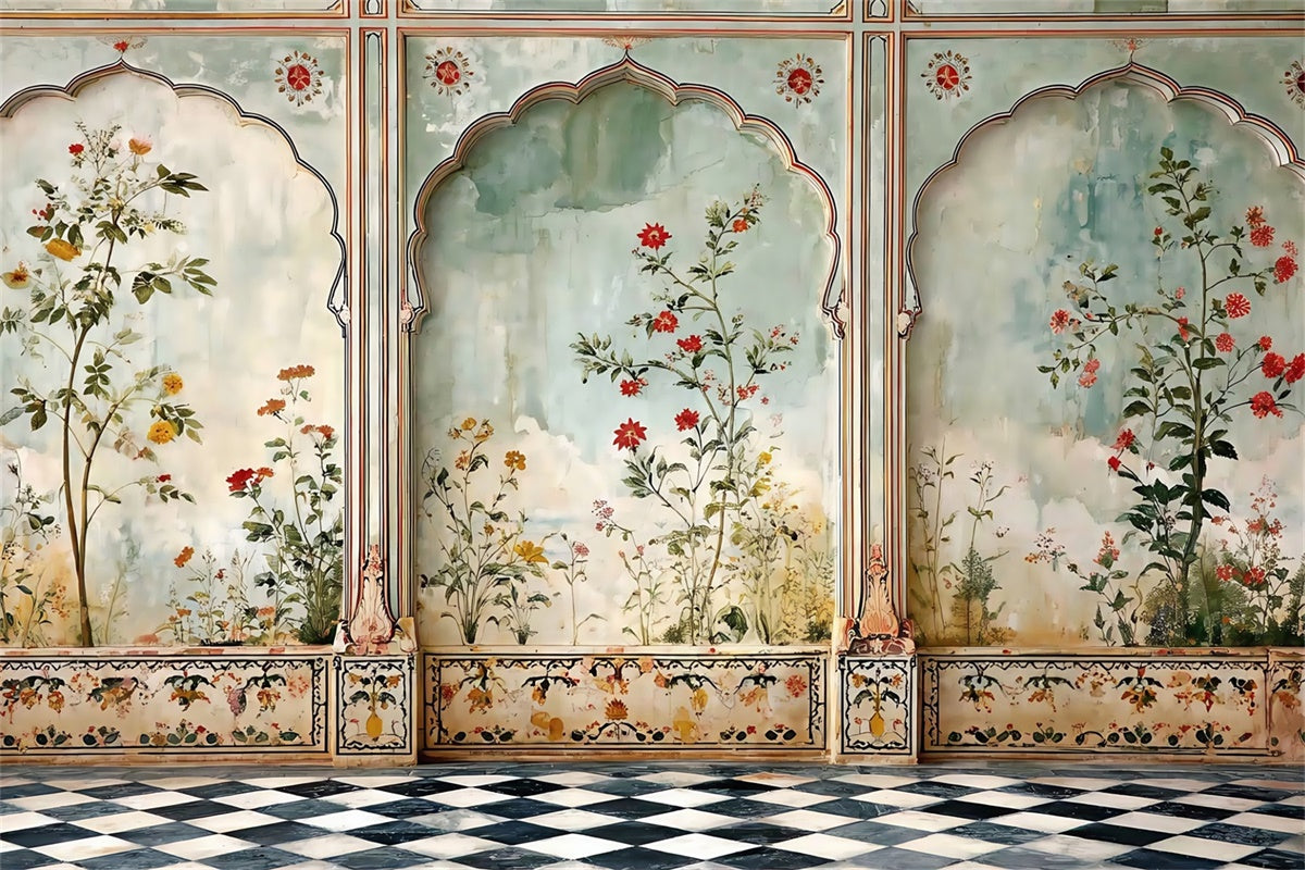Vintage Backdrops Painted Floral Arch Panel Backdrop MRR7-225