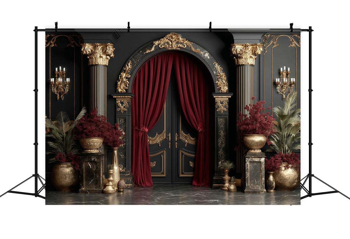 Vintage Photography Backdrops Gold Regal Hall Backdrop MRR7-226