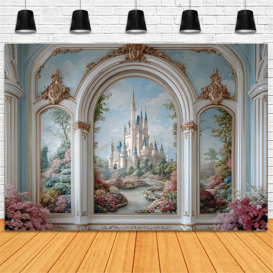 Vintage Backdrops Magical Palace View Wall Backdrop MRR7-228