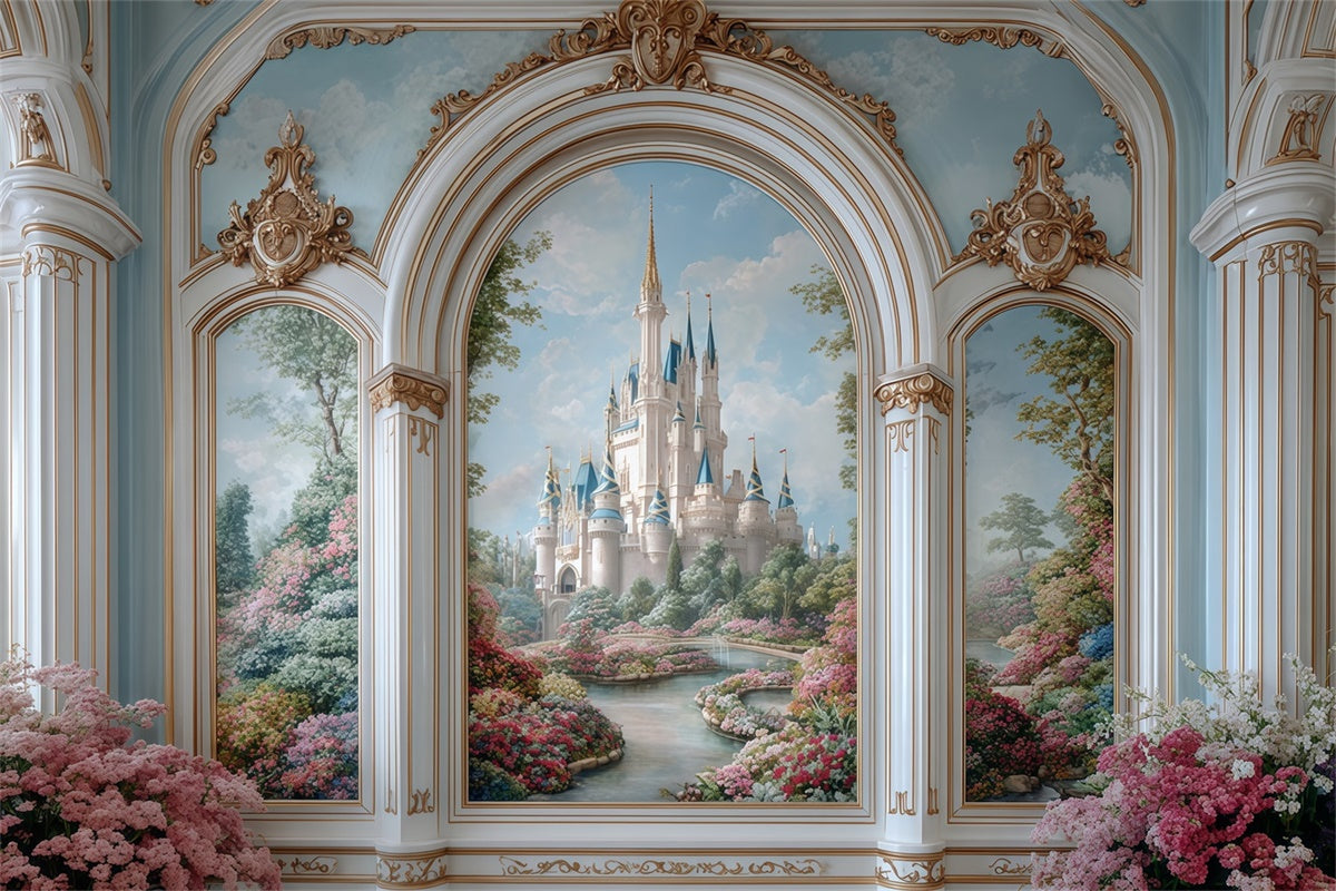 Vintage Backdrops Magical Palace View Wall Backdrop MRR7-228