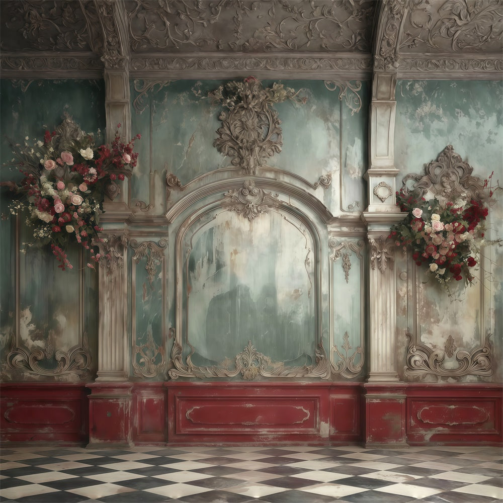 Vintage Wall Backdrop Faded Palace Romance Backdrop MRR7-229