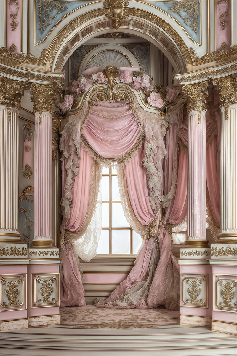 Rococo Backdrop Blush Drapery Arch Vintage Backdrops MRR7-235
