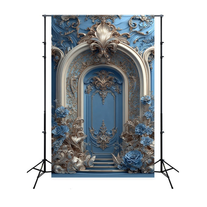 Vintage Backdrop Sapphire Garden Wall Rococo Backdrop MRR7-237