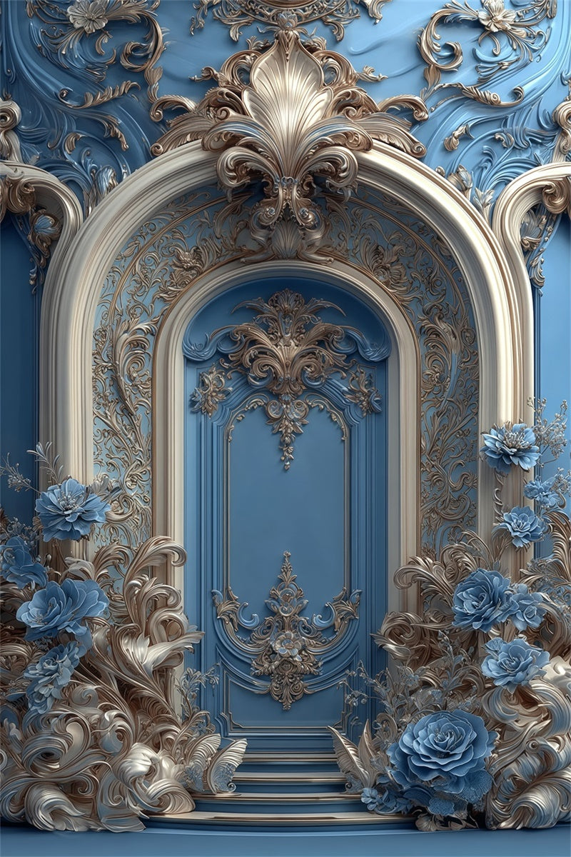 Vintage Backdrop Sapphire Garden Wall Rococo Backdrop MRR7-237