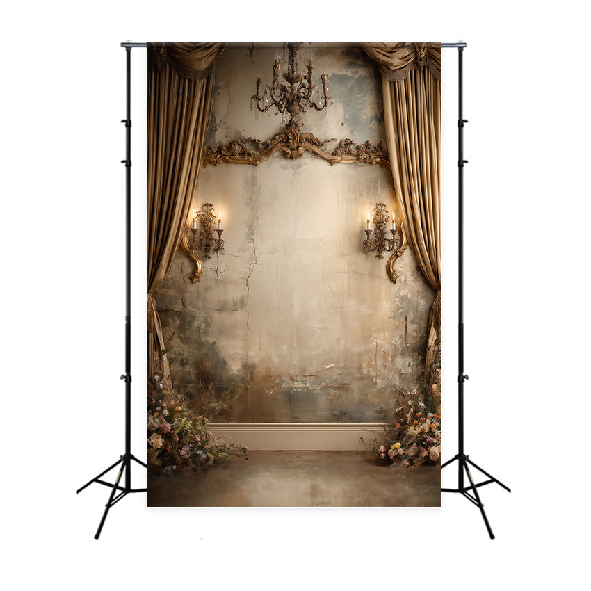 Vintage Wall Backdrop Aged Wall Chandelier Backdrop MRR7-238