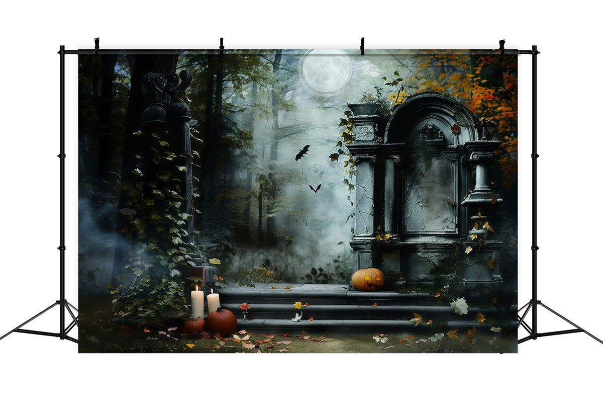 Halloween Graveyard Backdrop Gothic Tombstone Steps Backdrop MRR7-25