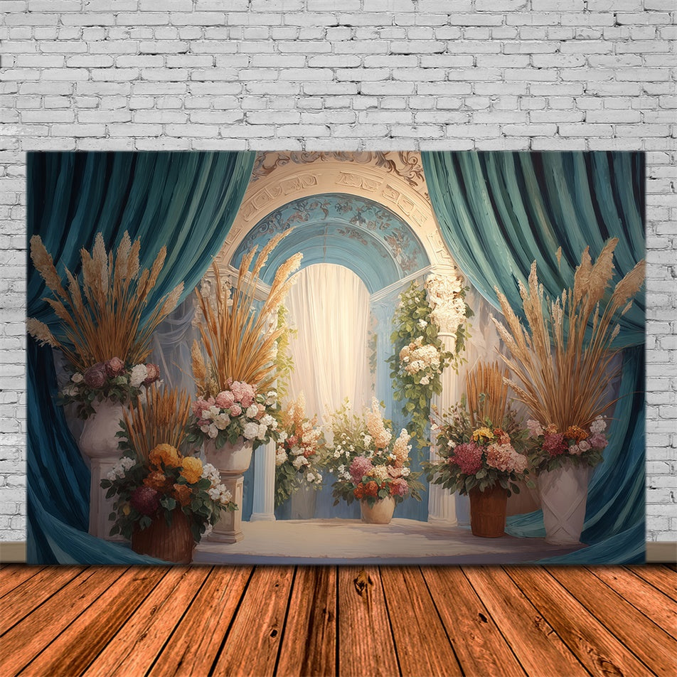Boho Photo Backdrop Vintage Court Floral Backdrop MRR7-250