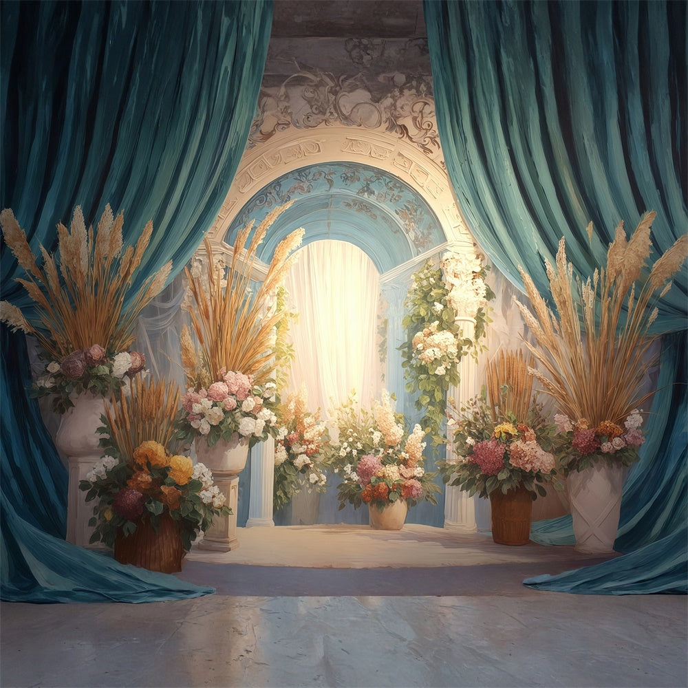 Boho Photo Backdrop Vintage Court Floral Backdrop MRR7-250