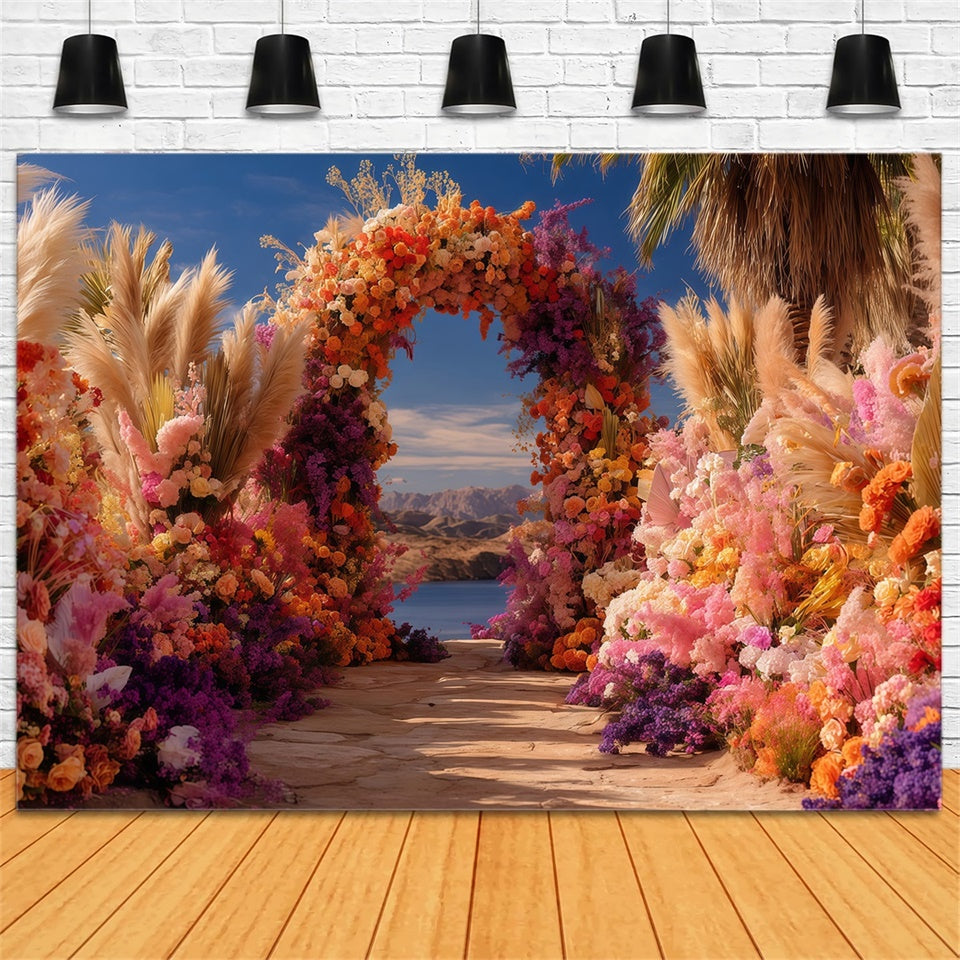 Bohemian Photo Backdrop Tropical Bloom Arch Backdrop MRR7-262