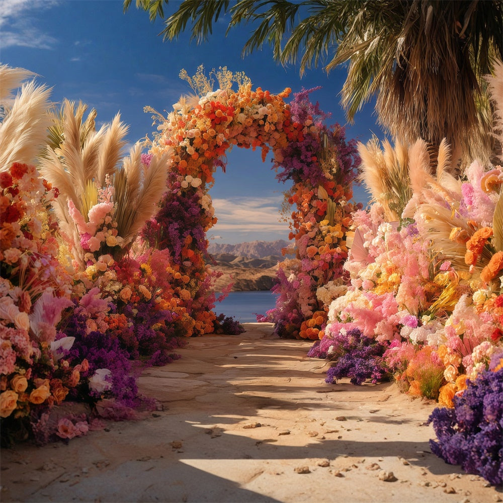 Bohemian Photo Backdrop Tropical Bloom Arch Backdrop MRR7-262