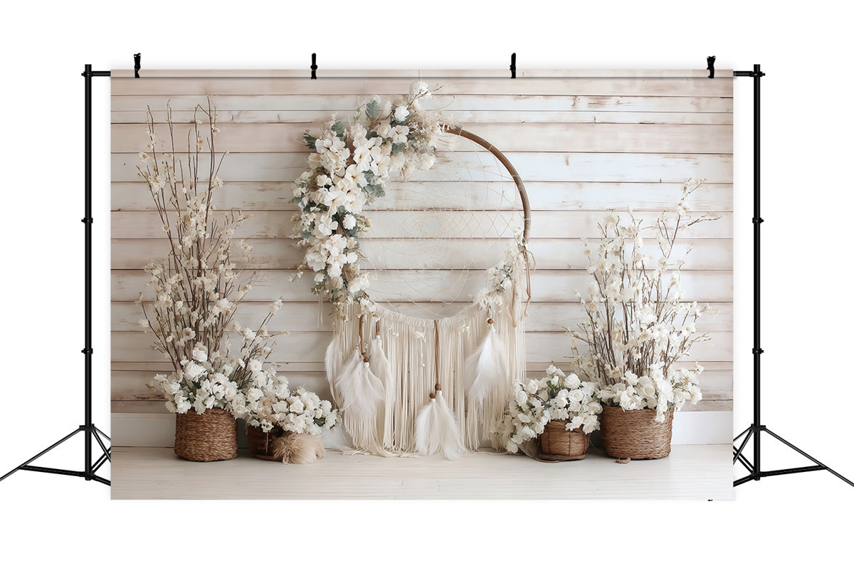 Boho Backdrop Ivory Blossom Dreamcatcher Backdrop MRR7-265