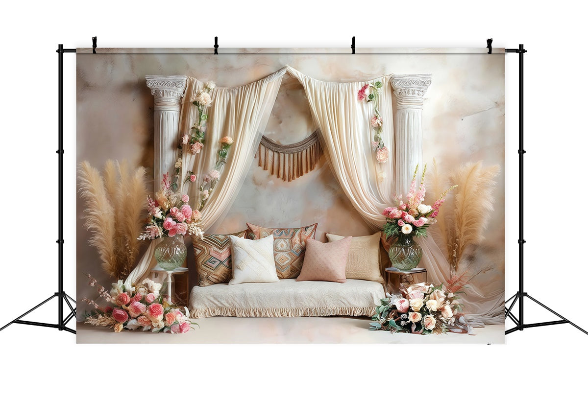 Boho Photography Backdrop Blush Roman Garden Backdrop MRR7-268