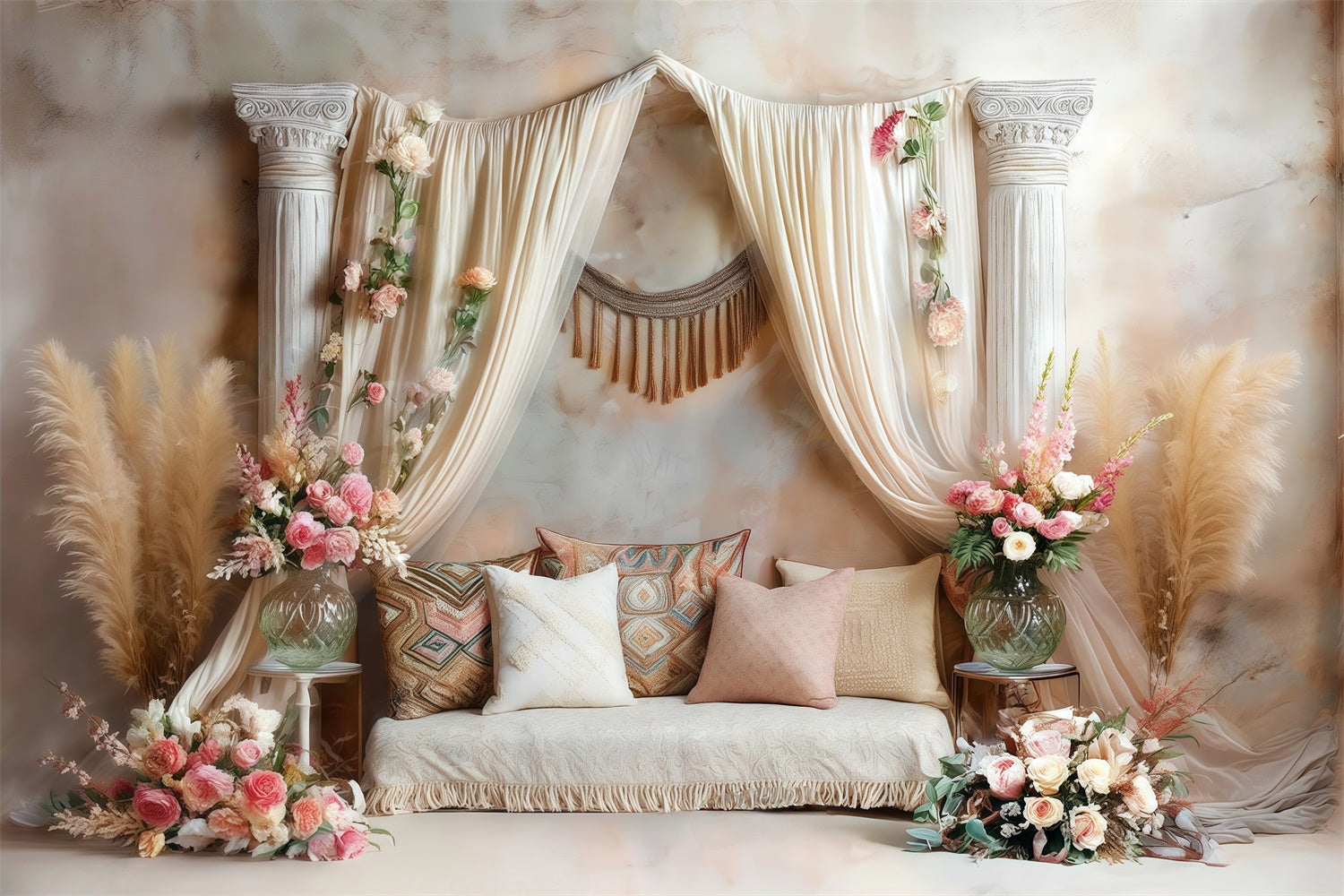 Boho Photography Backdrop Blush Roman Garden Backdrop MRR7-268