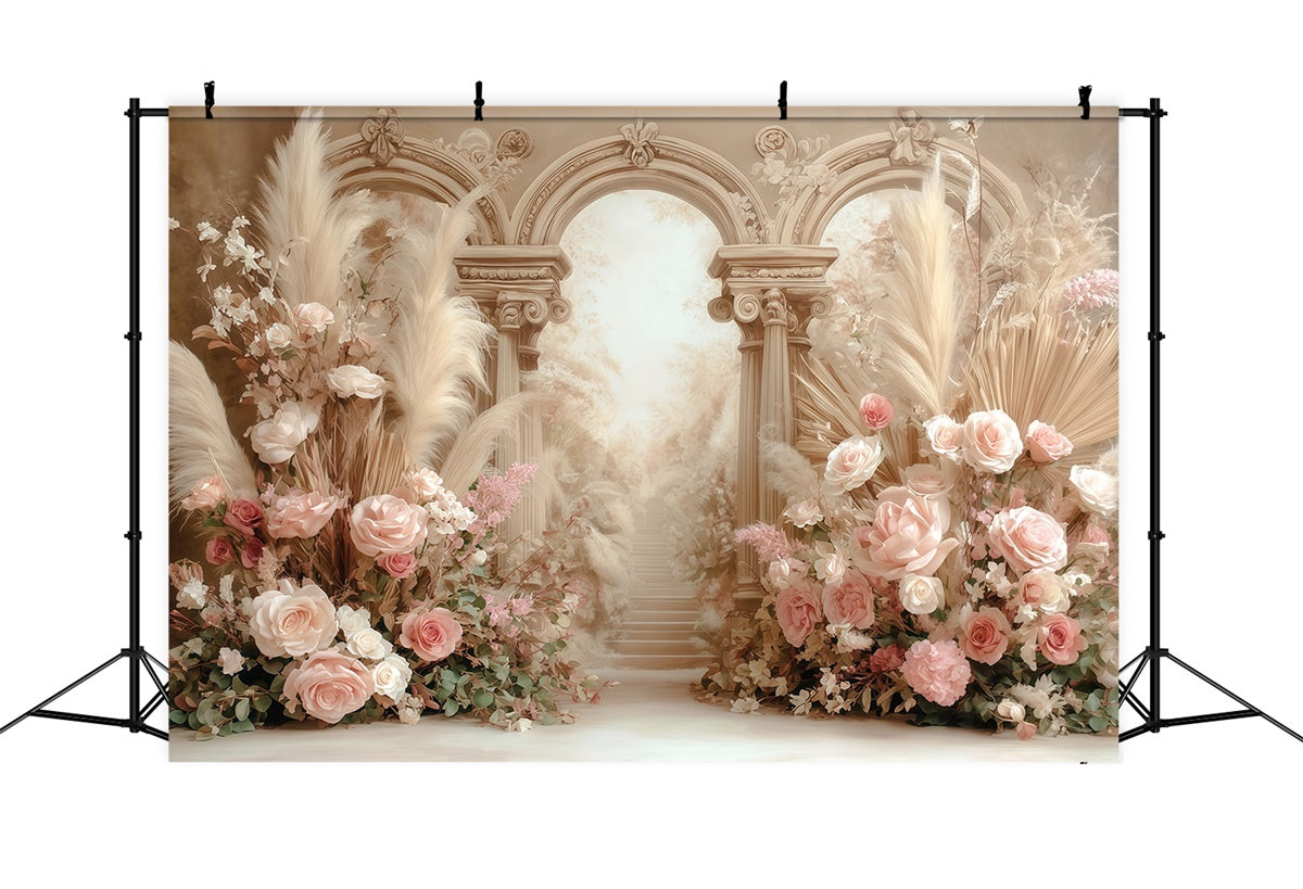 Boho Photo Backdrop Creamy Floral Fantasy Backdrop MRR7-269