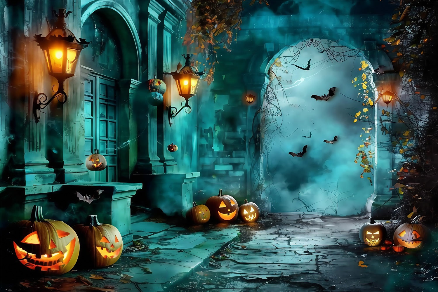 Halloween Backdrops Twilight Pumpkin Entrance Backdrop MRR7-27