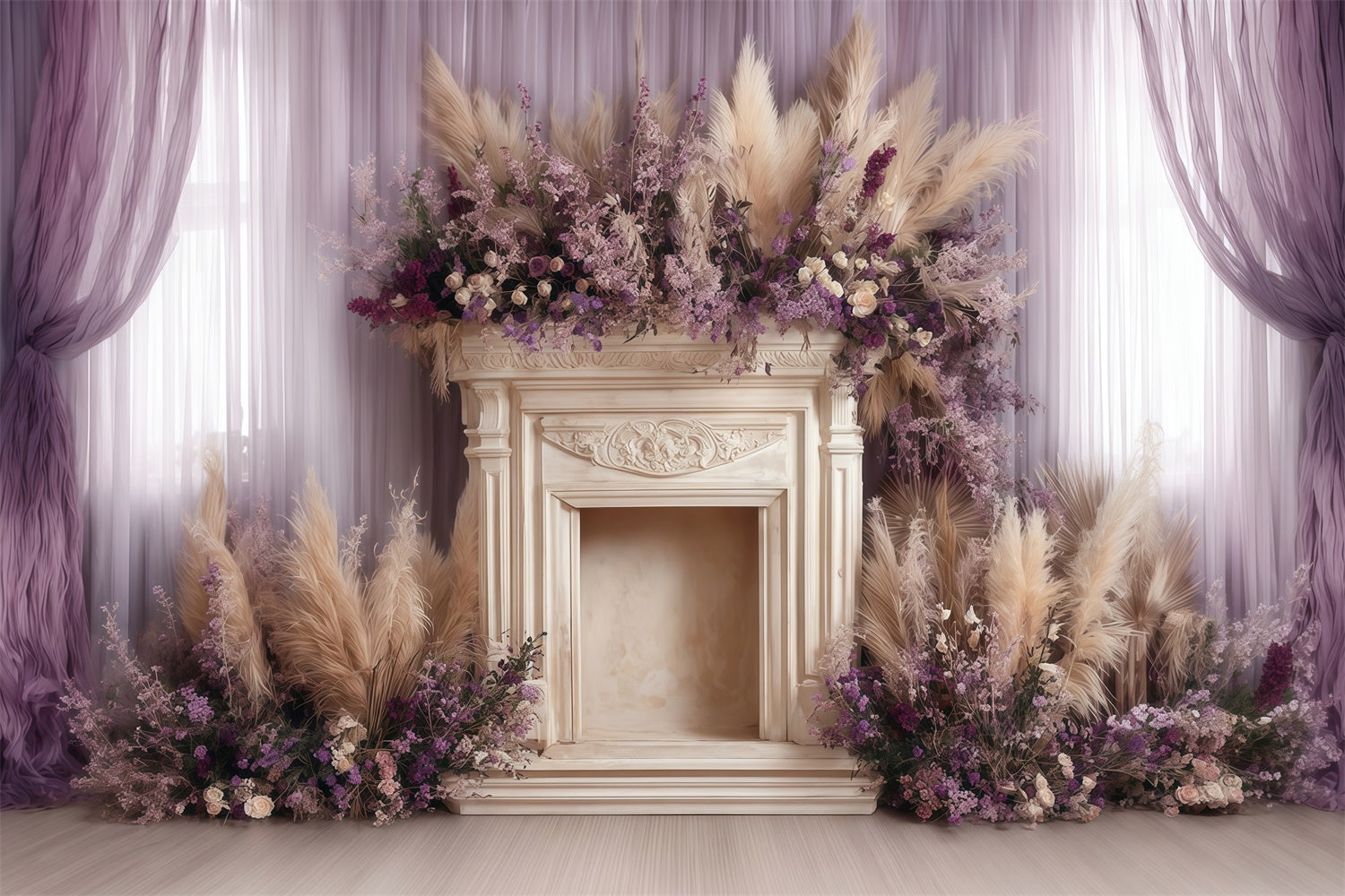 Bohemian Backdrops Bloom Fireplace Grace Backdrop MRR7-270