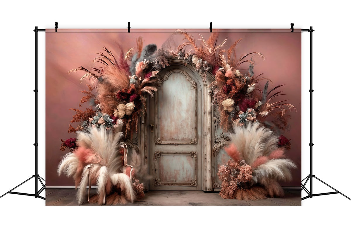Bohemian Photo Backdrop Feather Bloom Doorway Backdrop MRR7-272
