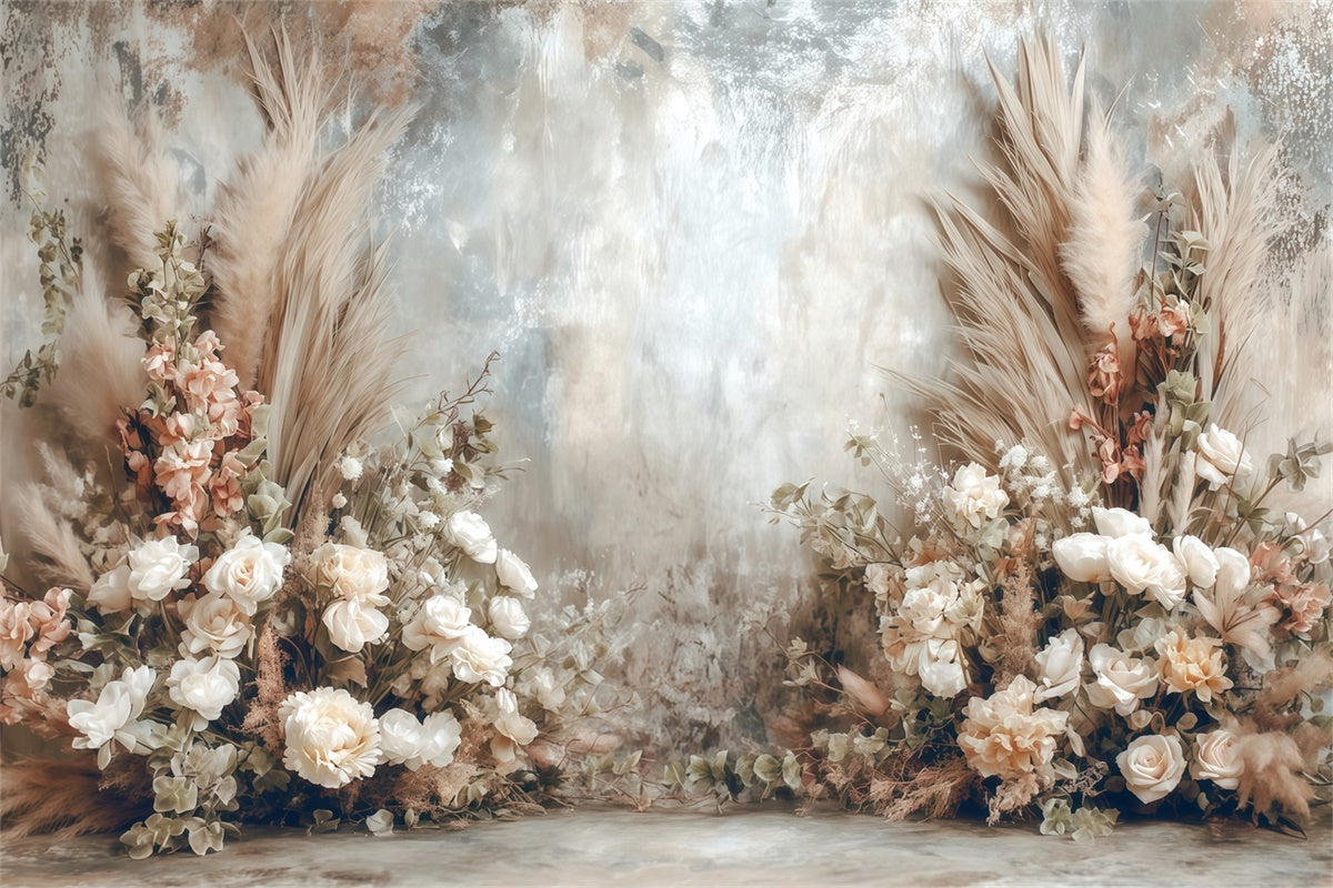 Bohemian Backdrop Beige Floral Botanical Backdrop MRR7-273