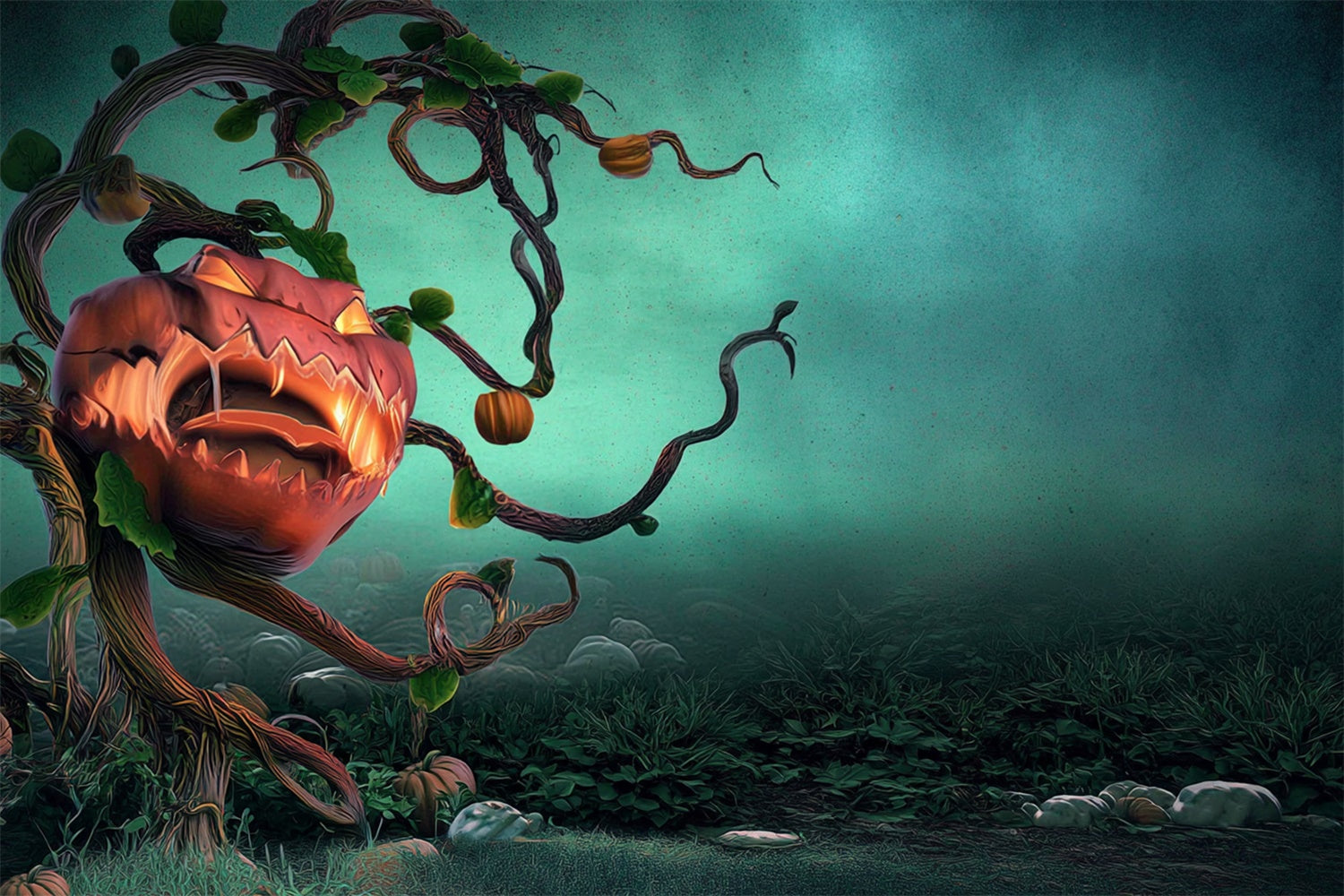 Scary Halloween Backdrops Spooky Pumpkin Beast Backdrop MRR7-28