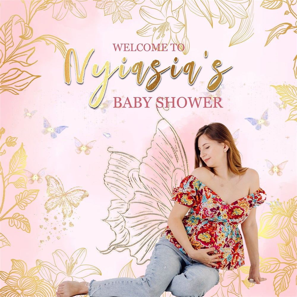 Baby Shower Photo Backdrop Butterfly Bloom Custom Backdrop MRR7-3
