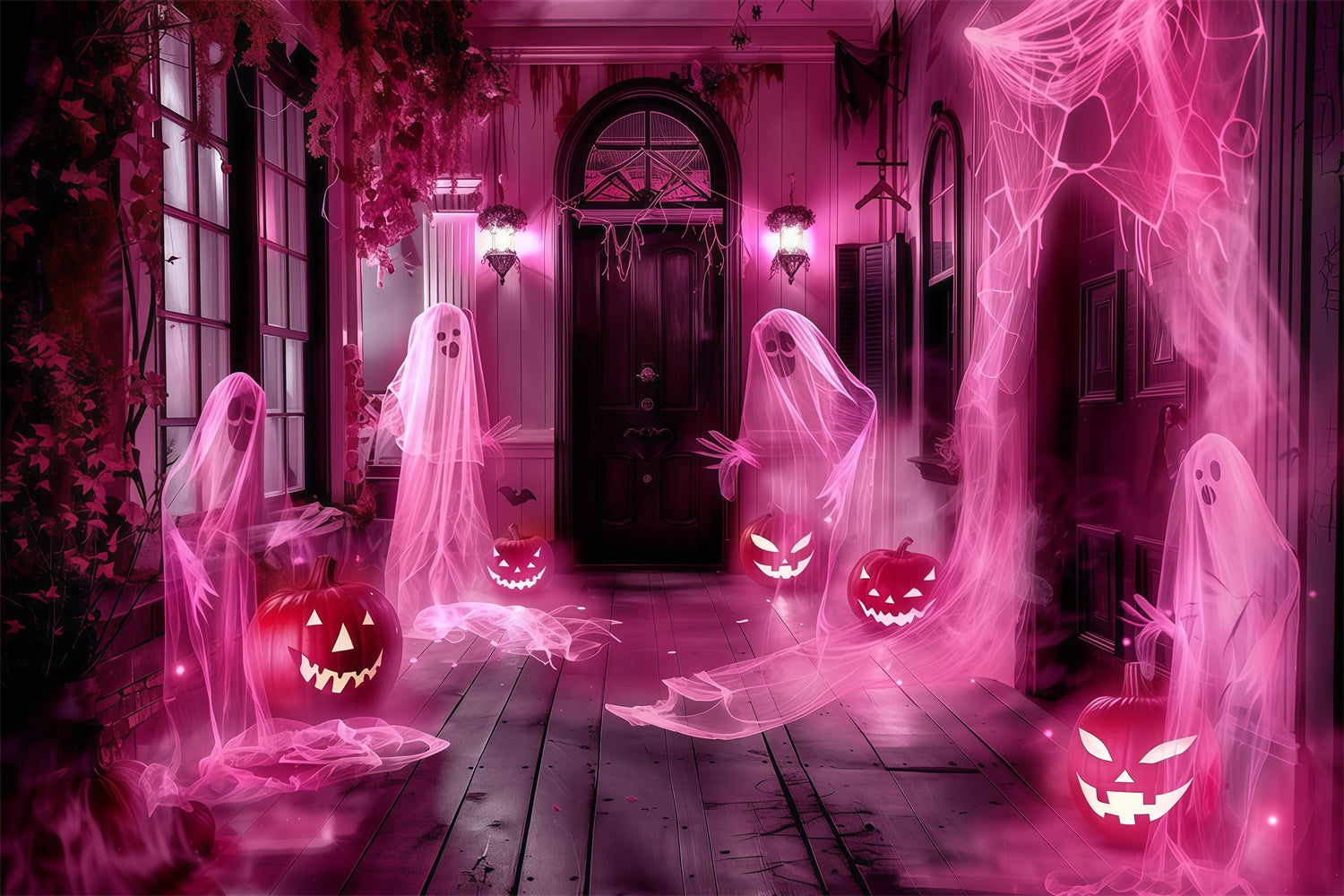 Spooky Halloween Backdrop Phantom Porch Party Backdrop MRR7-32
