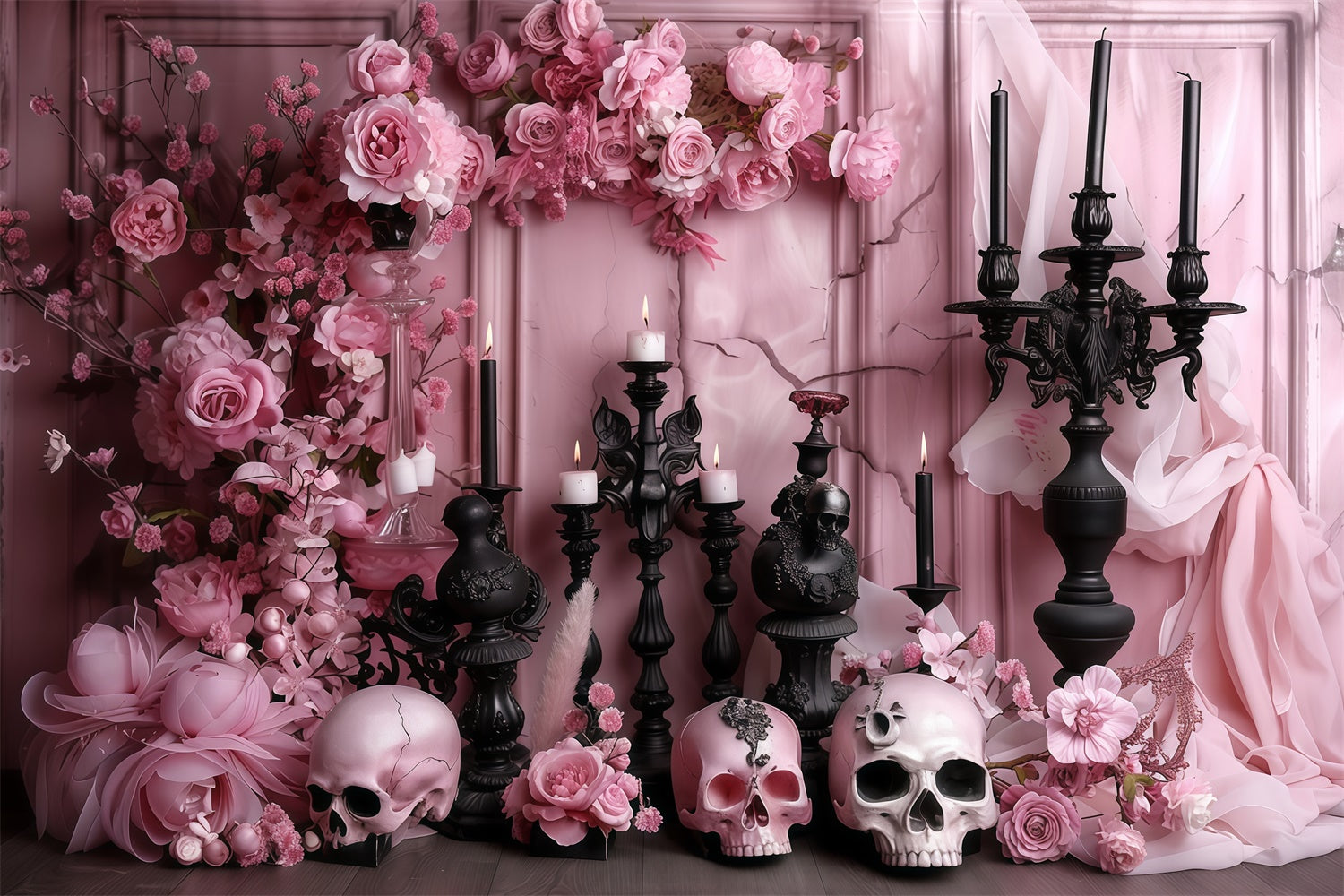 Scary Halloween Backdrops Elegant Rose Altar Backdrop MRR7-34